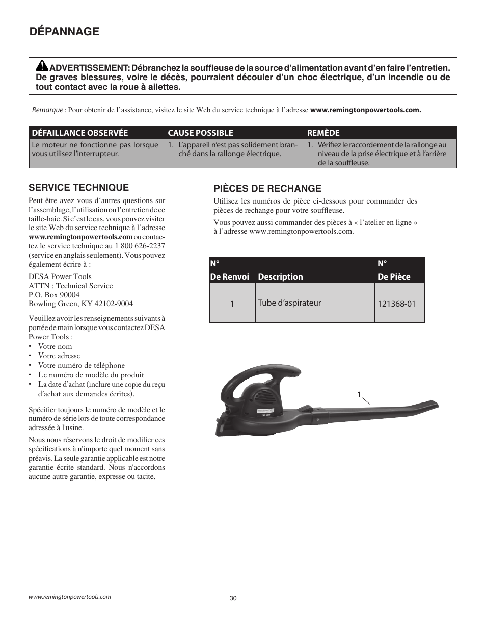 Dépannage | Remington B75150A User Manual | Page 29 / 31