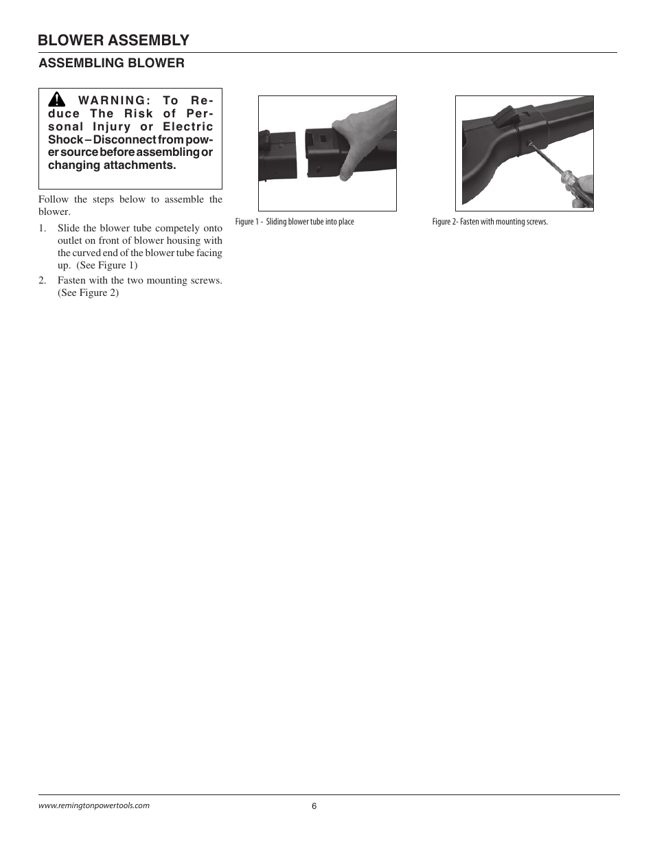 Blower assembly | Remington B75150A User Manual | Page 6 / 31