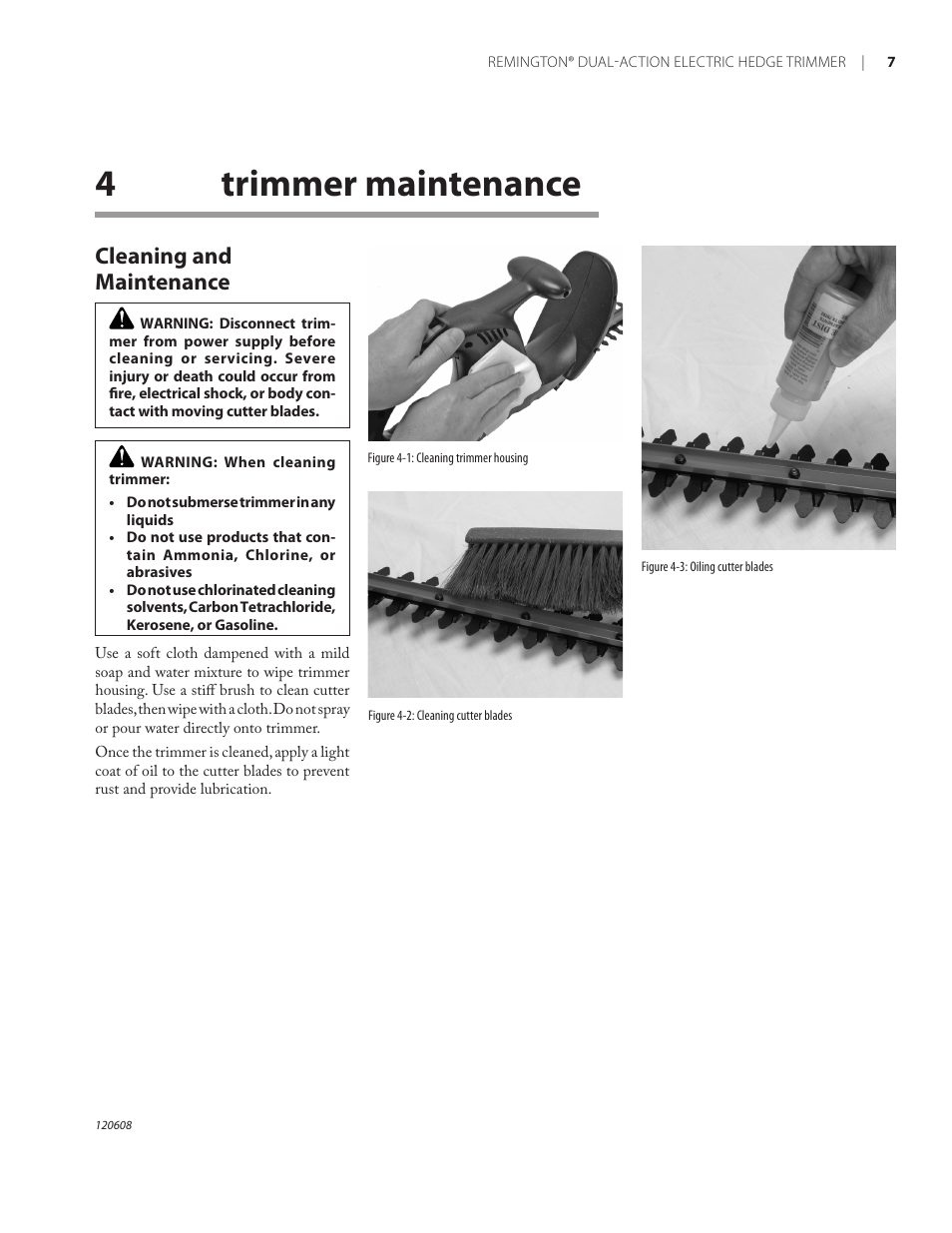 4trimmer maintenance, Cleaning and maintenance | Remington HT2216A User Manual | Page 11 / 40