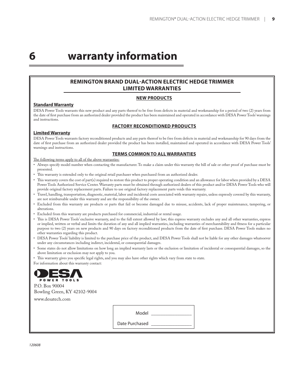 6warranty information | Remington HT2216A User Manual | Page 13 / 40