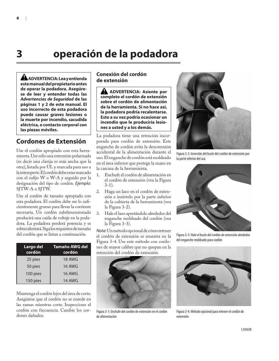 3operación de la podadora, Cordones de extensión | Remington HT2216A User Manual | Page 22 / 40