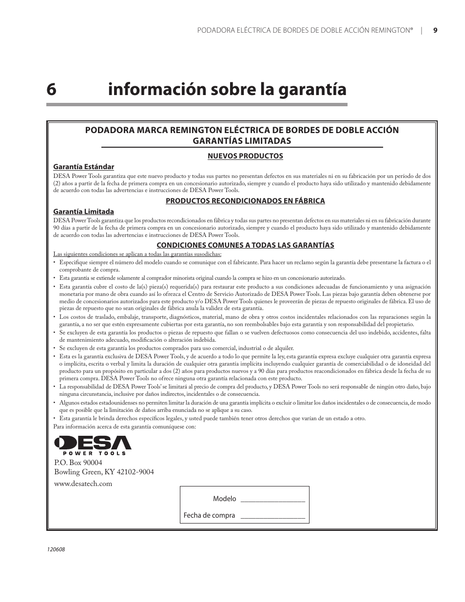 6información sobre la garantía | Remington HT2216A User Manual | Page 27 / 40