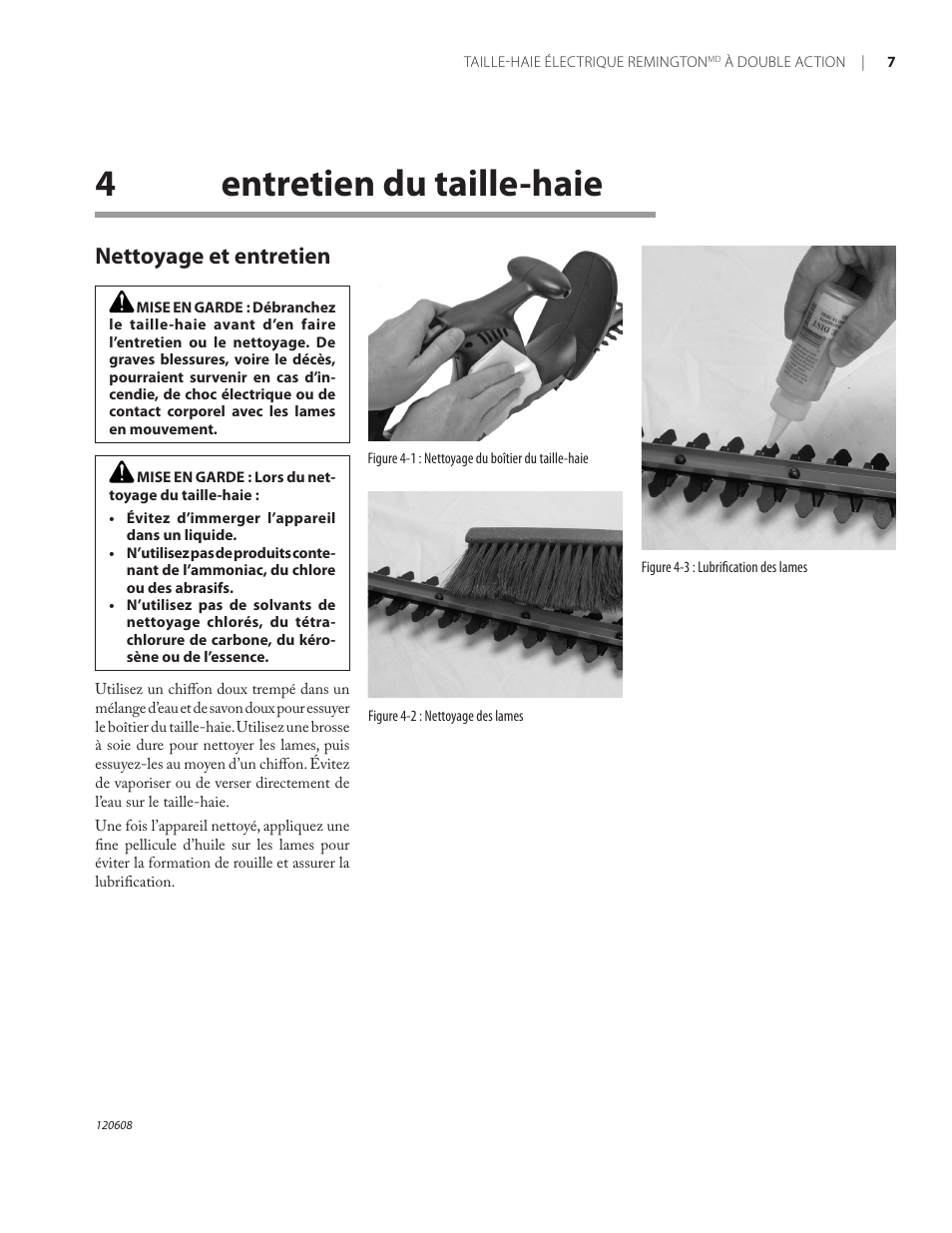 4entretien du taille-haie, Nettoyage et entretien | Remington HT2216A User Manual | Page 38 / 40