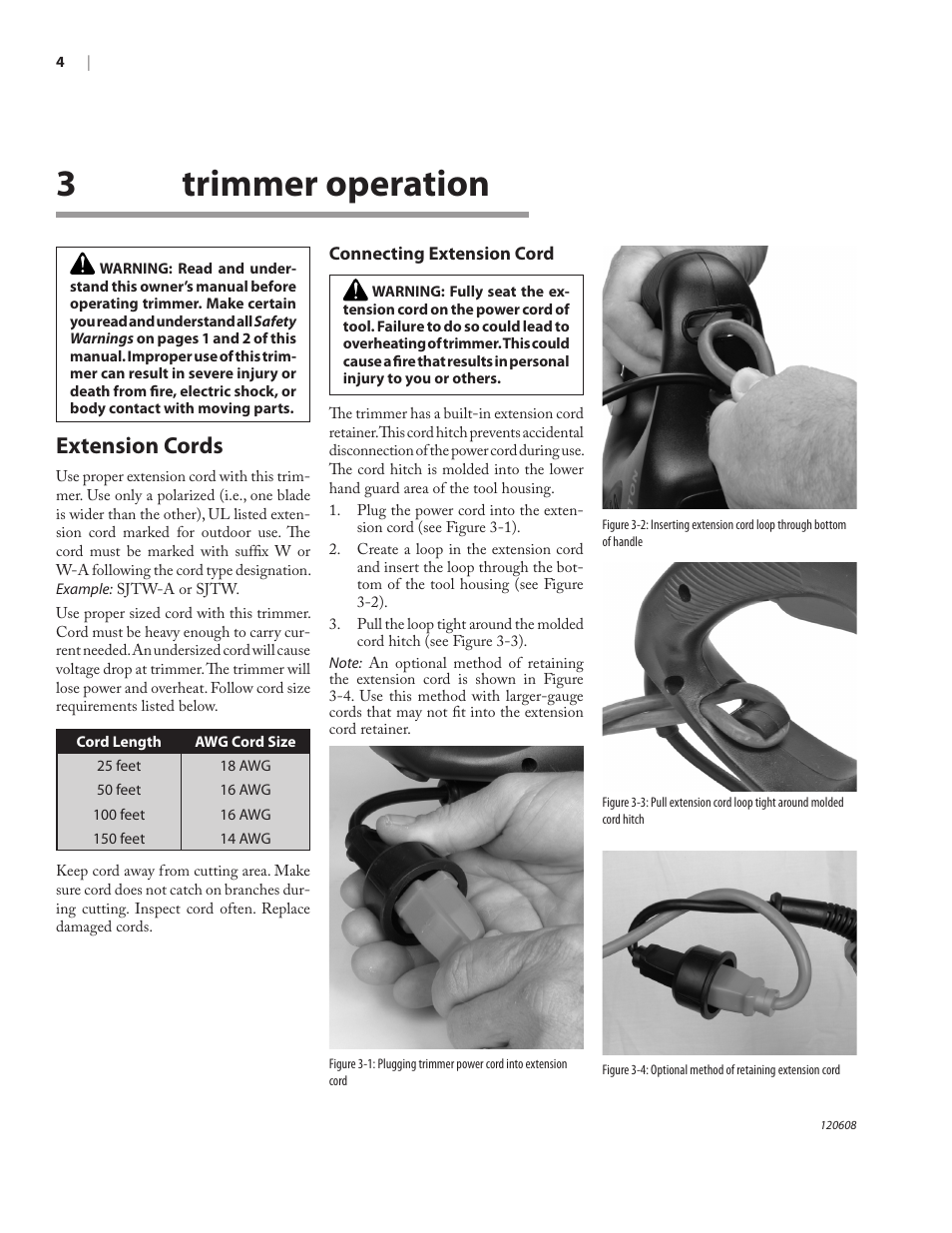 3trimmer operation, Extension cords | Remington HT2216A User Manual | Page 8 / 40