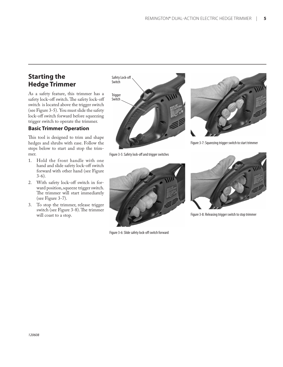 Starting the hedge trimmer | Remington HT2216A User Manual | Page 9 / 40