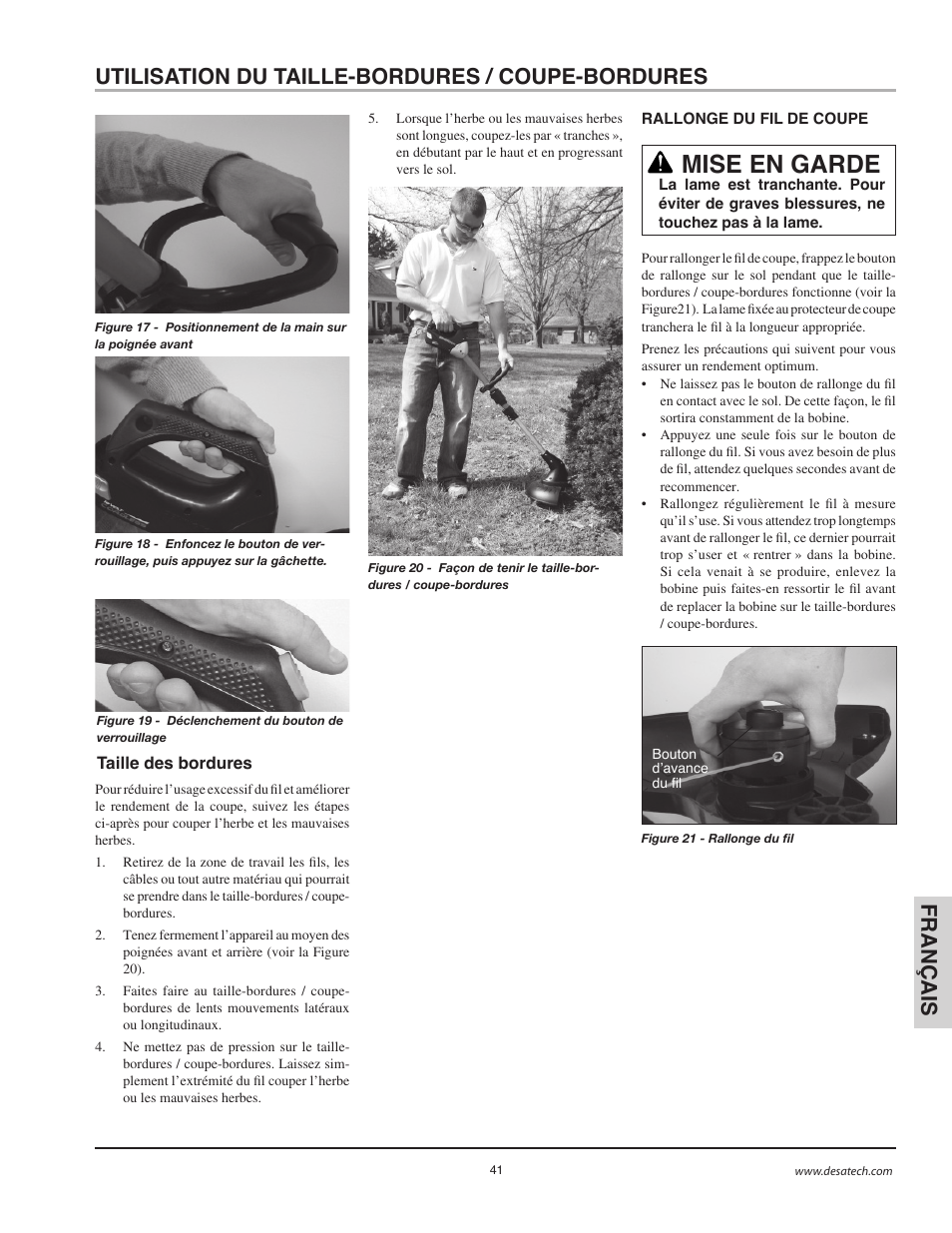 Mise en garde | Remington BS1812A User Manual | Page 41 / 48