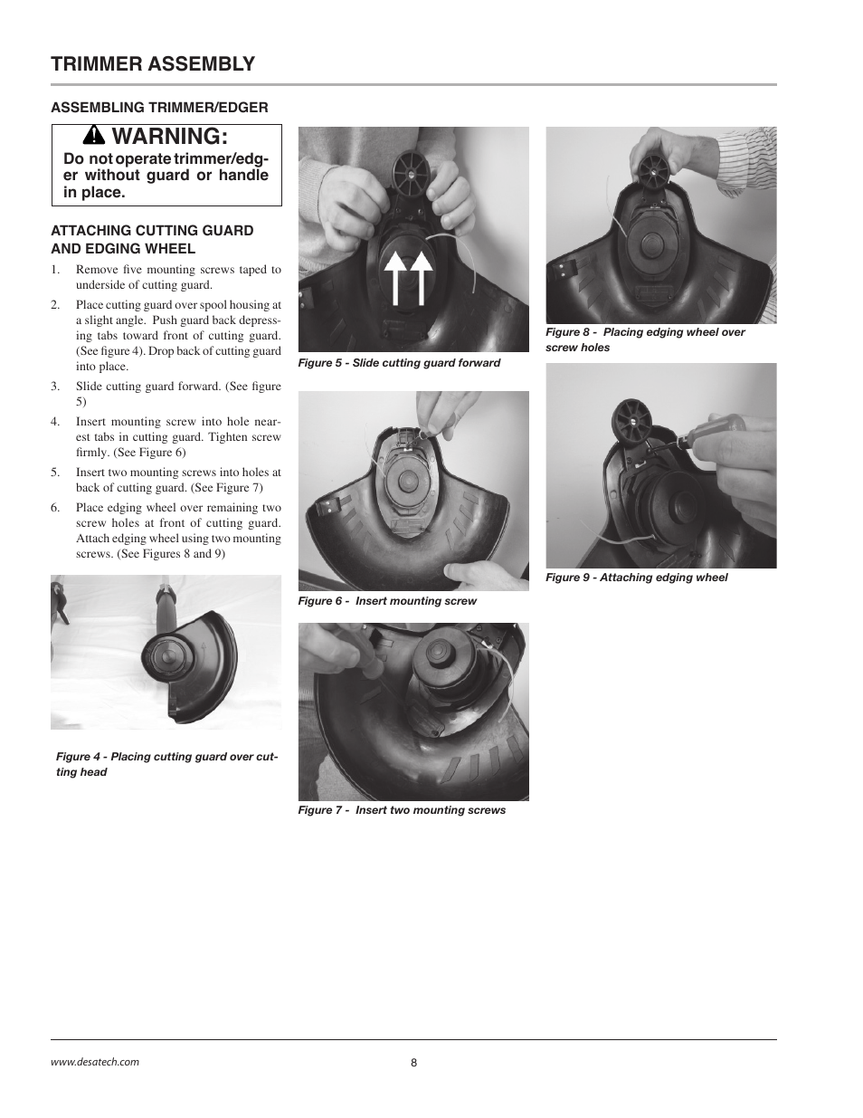 Warning, Trimmer assembly | Remington BS1812A User Manual | Page 8 / 48