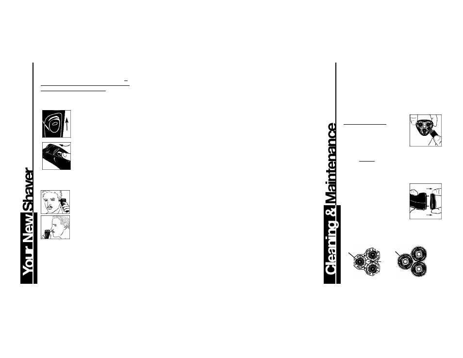 Tips for use, Operation instructions, Getting used to your shaver | Trim sideburns, Trim mustache, Cleaning your shaver | Remington R-850 User Manual | Page 2 / 4