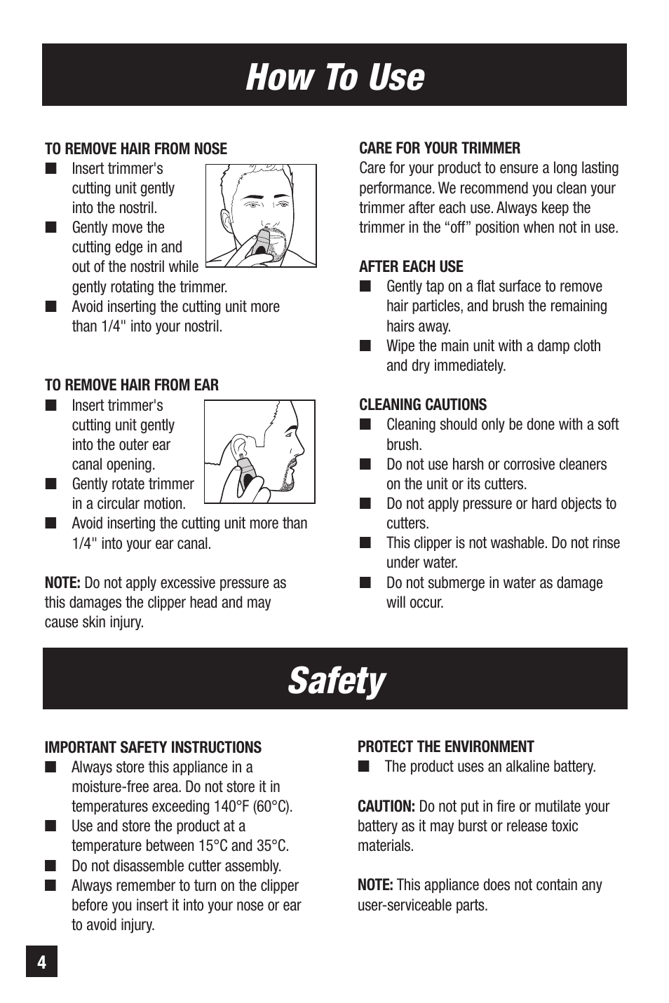 How to use, Safety | Remington Precision NE-300 User Manual | Page 4 / 20