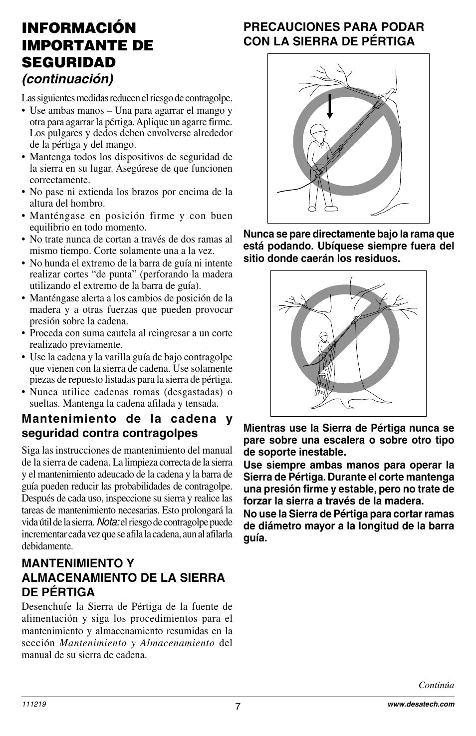 Información importante de seguridad, Continuación) | Remington RPS2N1: 106821A User Manual | Page 7 / 28