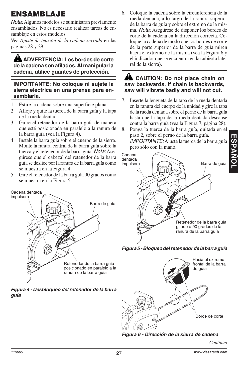 Espa ñ ol ensamblaje, Nota, Importante | Remington M12510US User Manual | Page 29 / 72