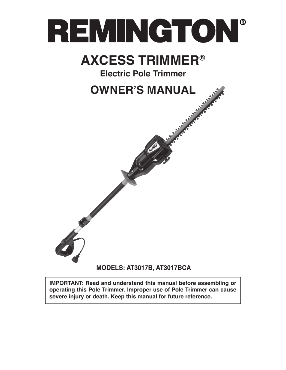 Remington Axcess AT3017B User Manual | 44 pages
