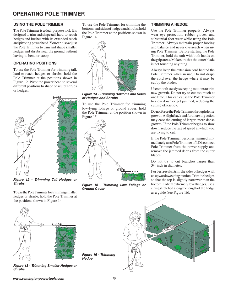 Operating pole trimmer | Remington Axcess AT3017B User Manual | Page 10 / 44