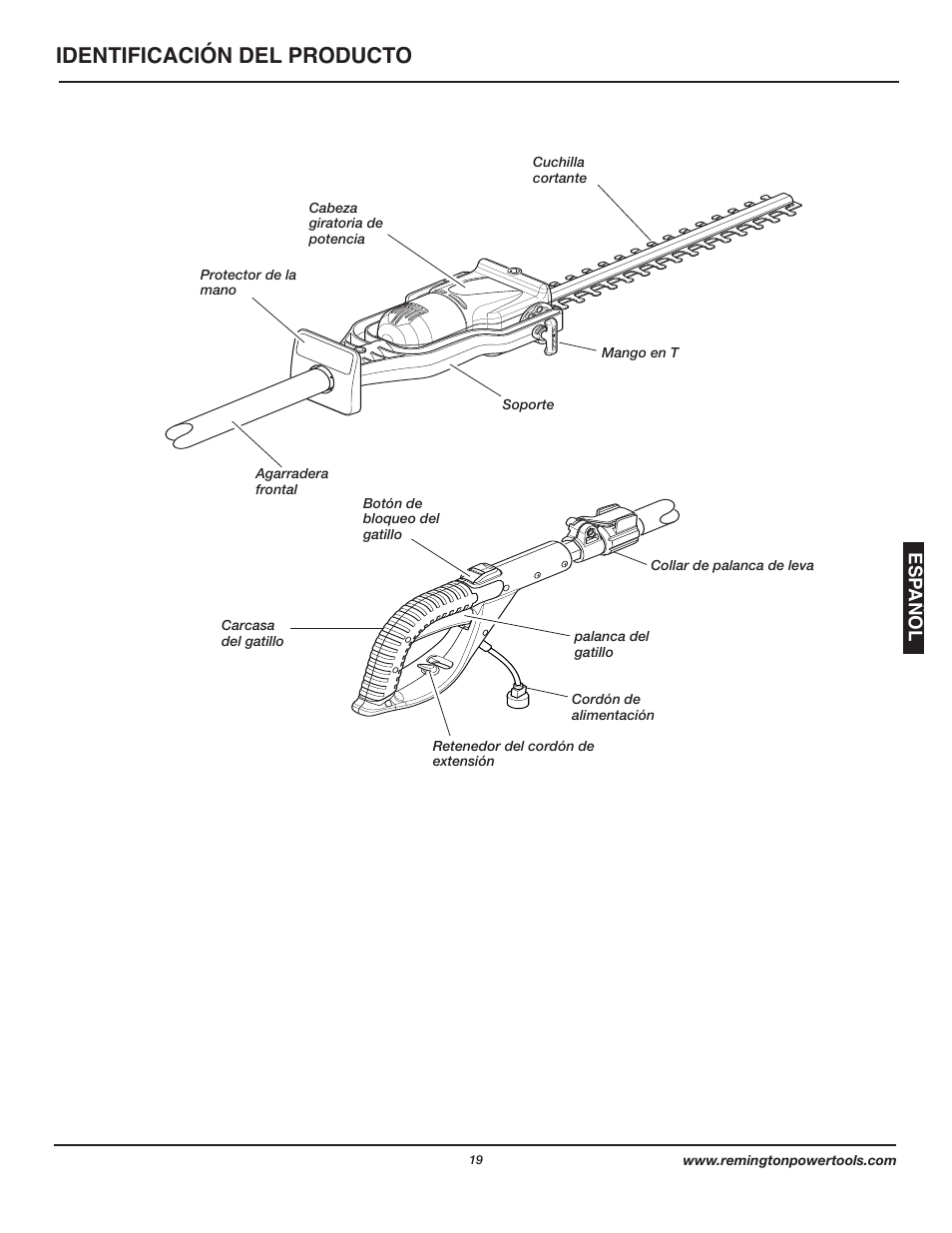 Identificación del producto | Remington Axcess AT3017B User Manual | Page 19 / 44