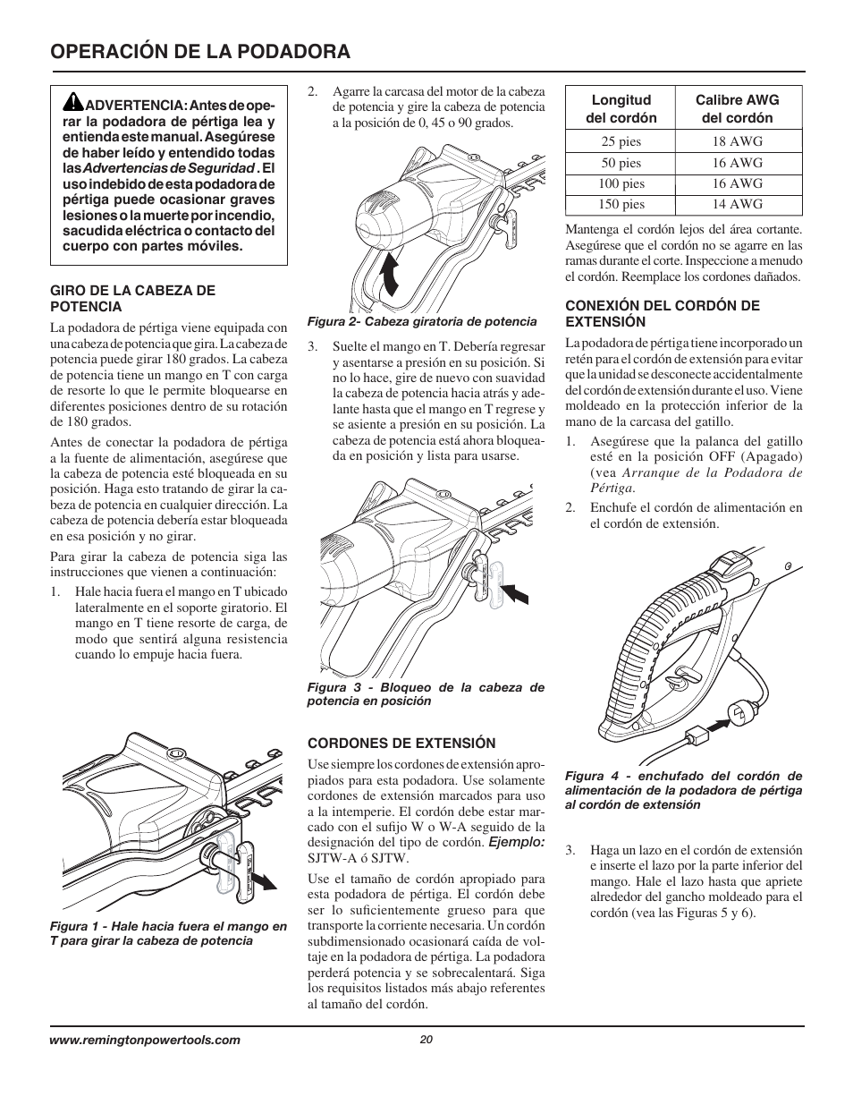 Operación de la podadora | Remington Axcess AT3017B User Manual | Page 20 / 44