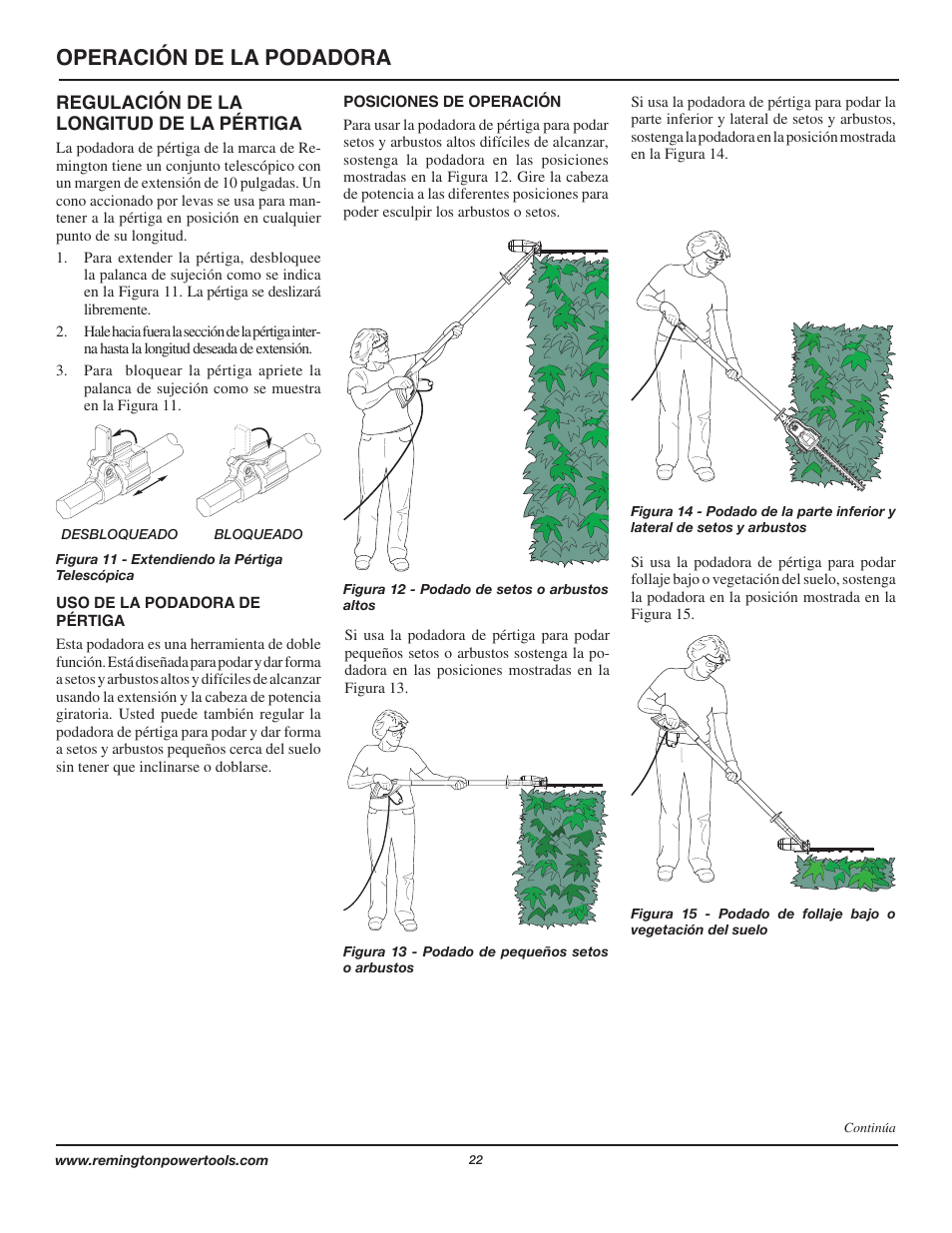 Operación de la podadora | Remington Axcess AT3017B User Manual | Page 22 / 44