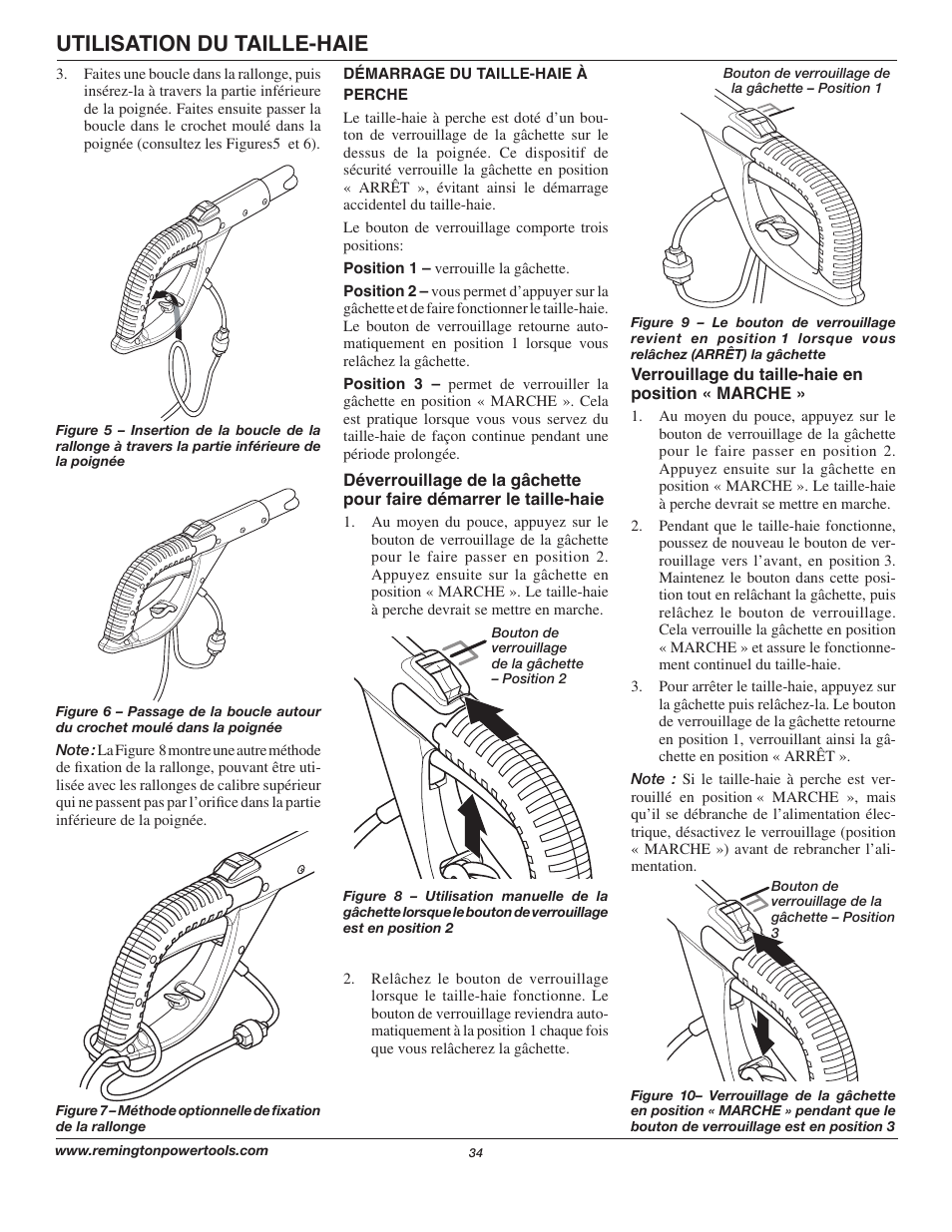 Utilisation du taille-haie | Remington Axcess AT3017B User Manual | Page 34 / 44