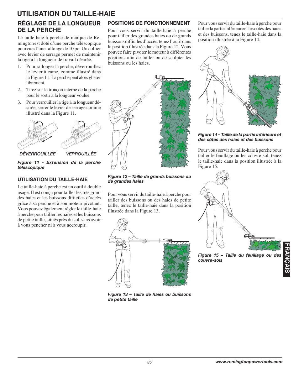 Utilisation du taille-haie | Remington Axcess AT3017B User Manual | Page 35 / 44