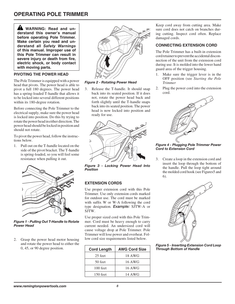 Operating pole trimmer | Remington Axcess AT3017B User Manual | Page 8 / 44