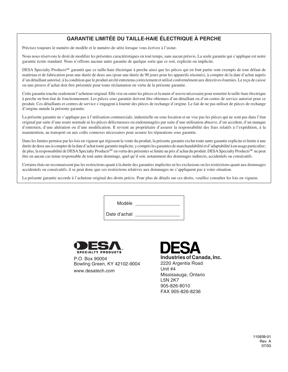 Industries of canada, inc | Remington 110946-01 User Manual | Page 40 / 40