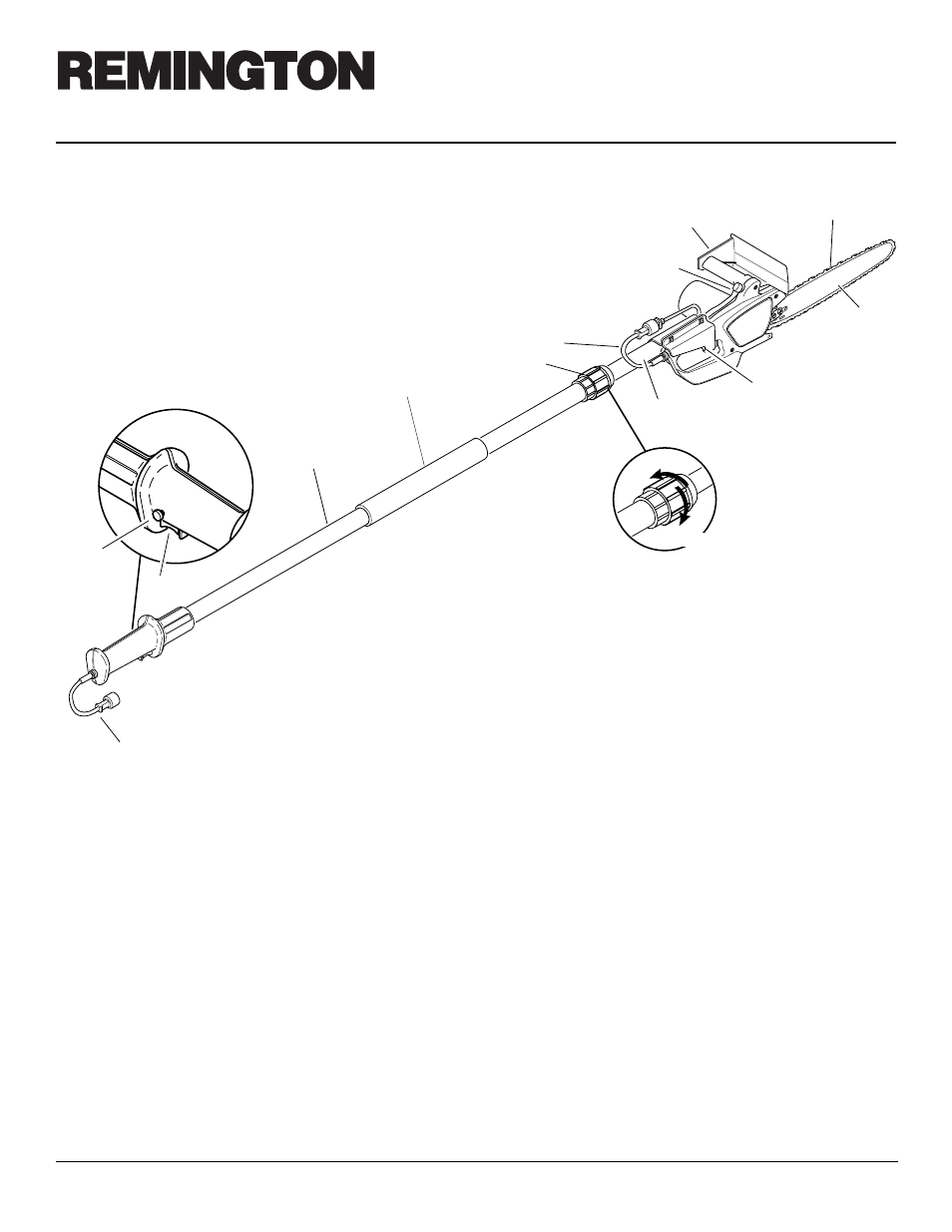 8’ electric telescoping pole saw, Product identification, Pole saw names and terms | Remington RPS 96 User Manual | Page 4 / 8