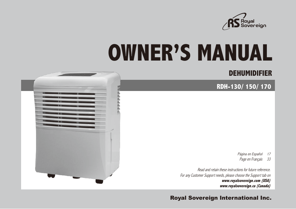 Royal Sovereign RDH-130 User Manual | 48 pages