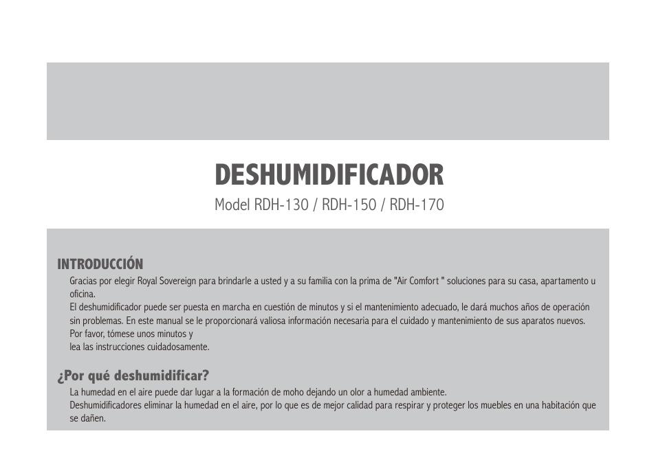 Deshumidificador | Royal Sovereign RDH-130 User Manual | Page 18 / 48