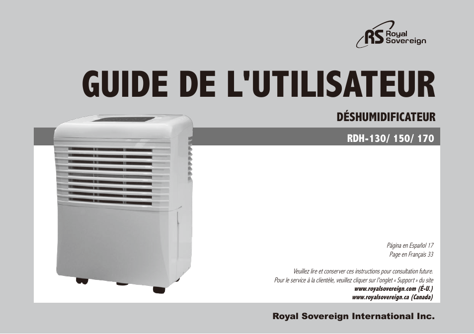 Guide de l'utilisateur | Royal Sovereign RDH-130 User Manual | Page 33 / 48