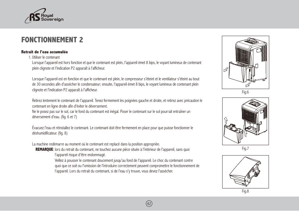 Fonctionnement 2 | Royal Sovereign RDH-130 User Manual | Page 42 / 48