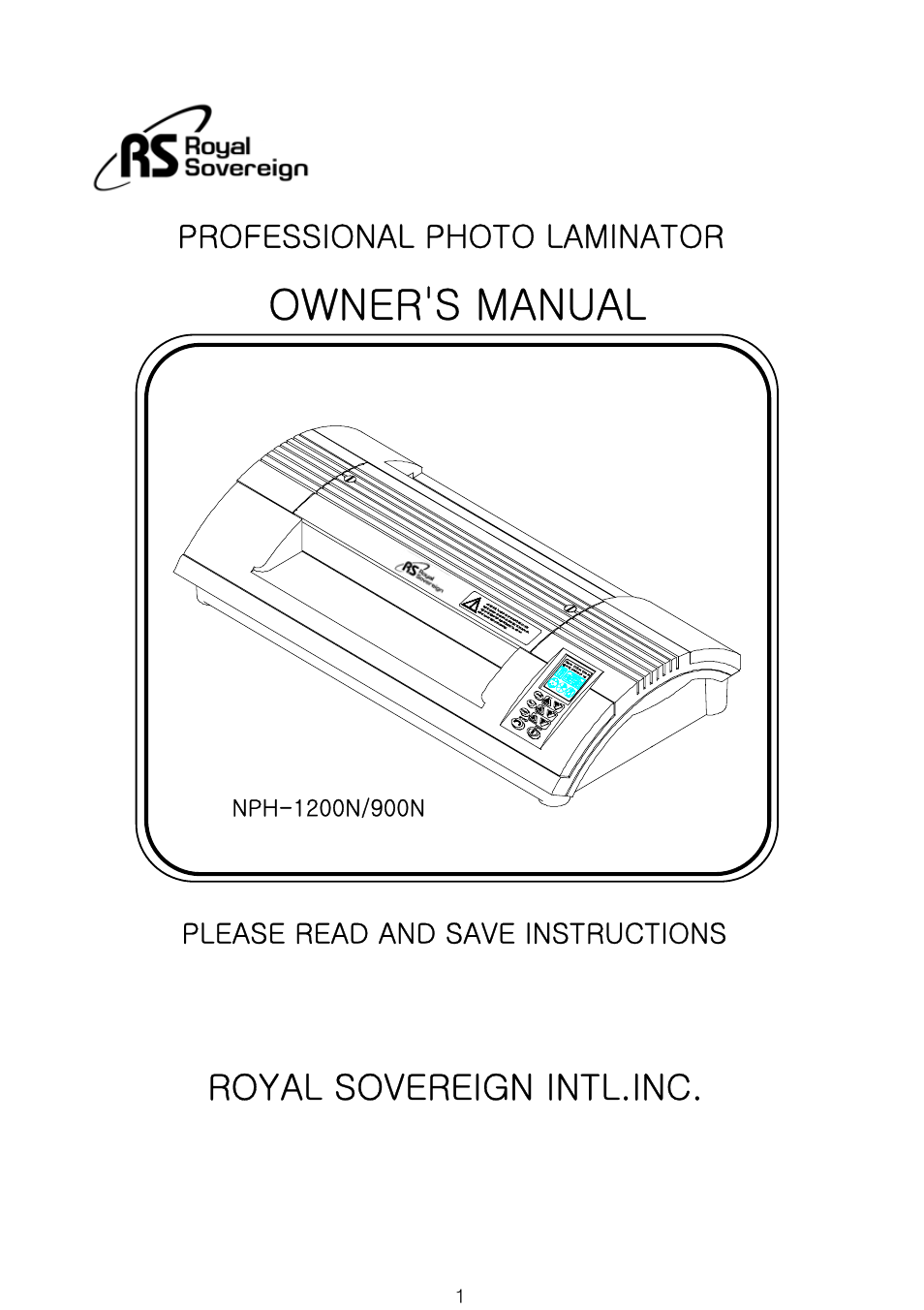 Royal Sovereign 900N 1 User Manual | 18 pages