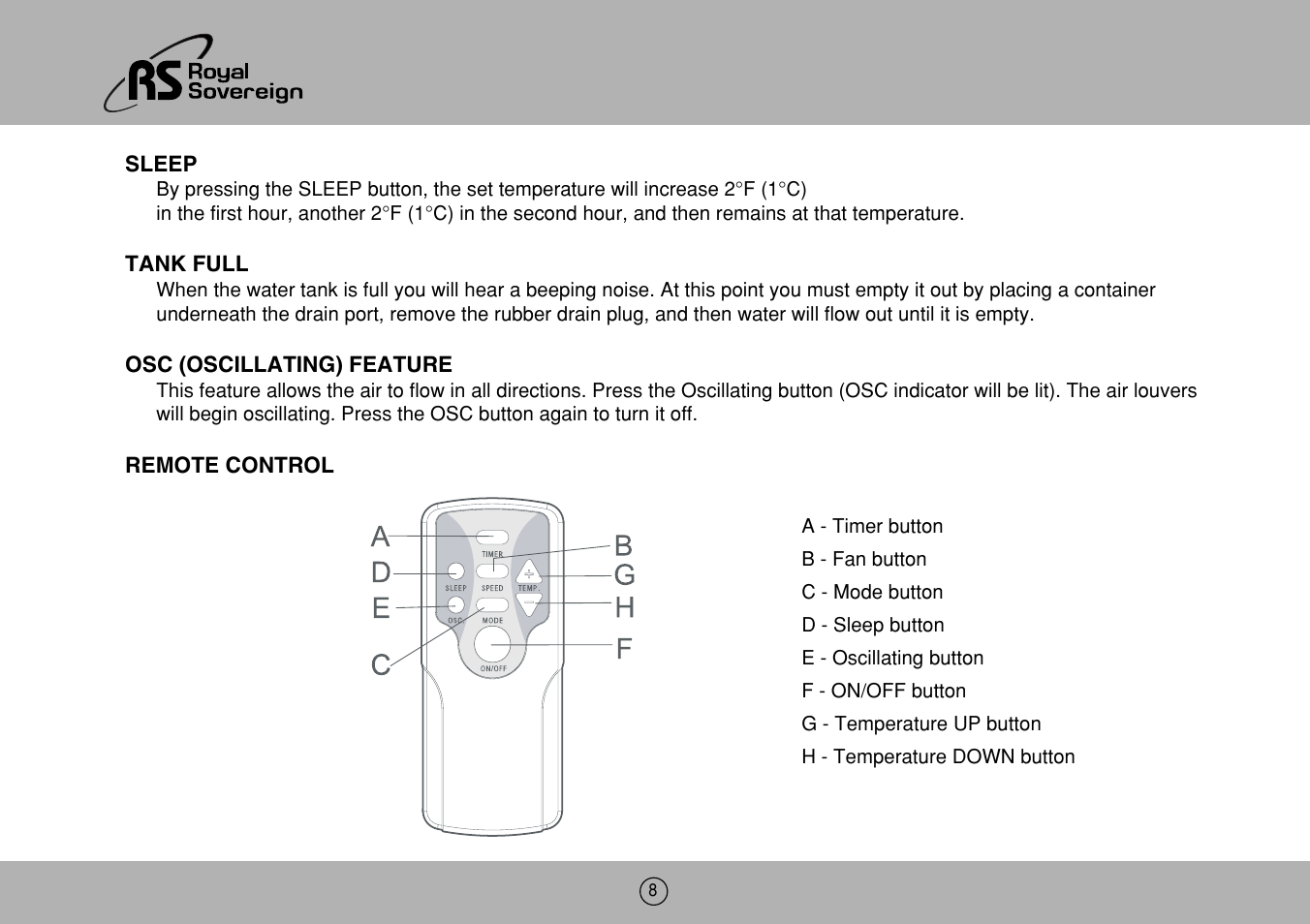 Royal Sovereign ARP-906EC User Manual | Page 8 / 24