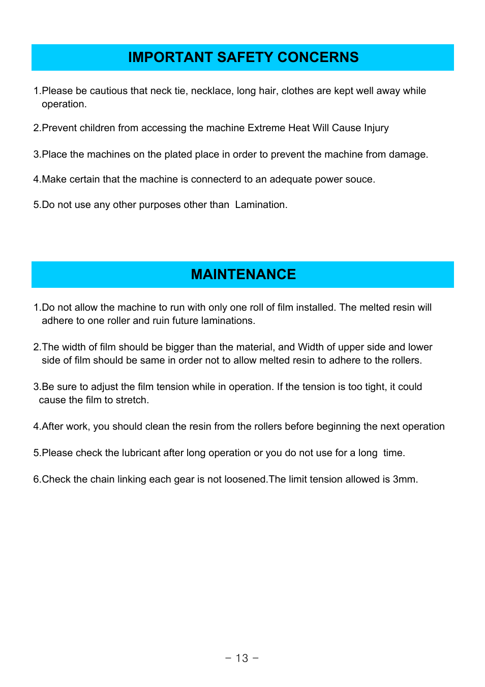 Important safety concerns maintenance | Royal Sovereign 1650C User Manual | Page 13 / 15