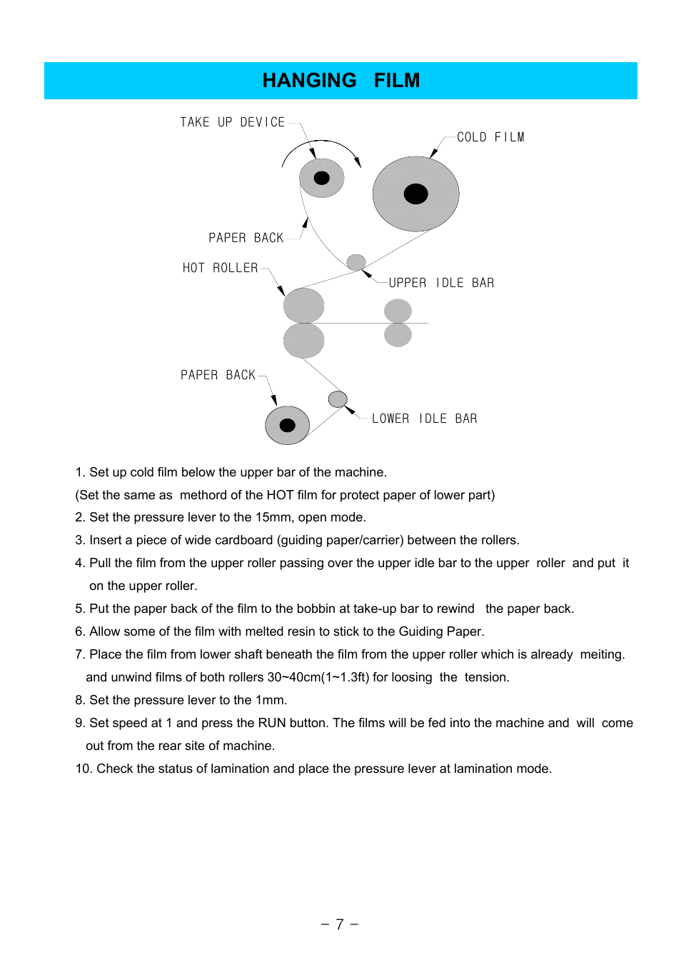 Hanging film | Royal Sovereign 1650C User Manual | Page 7 / 15