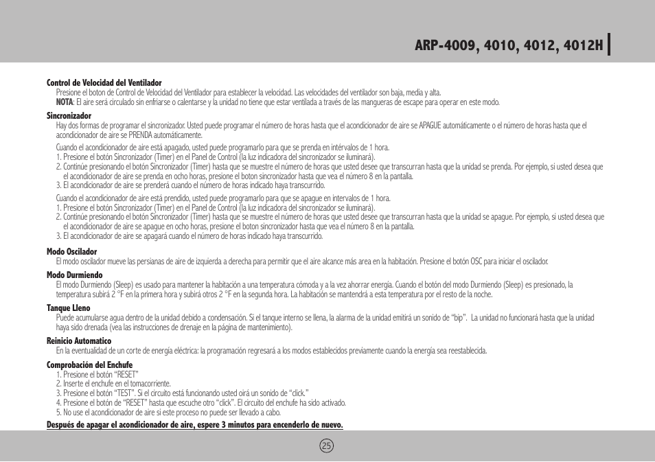 Royal Sovereign ARP-4009 User Manual | Page 25 / 48