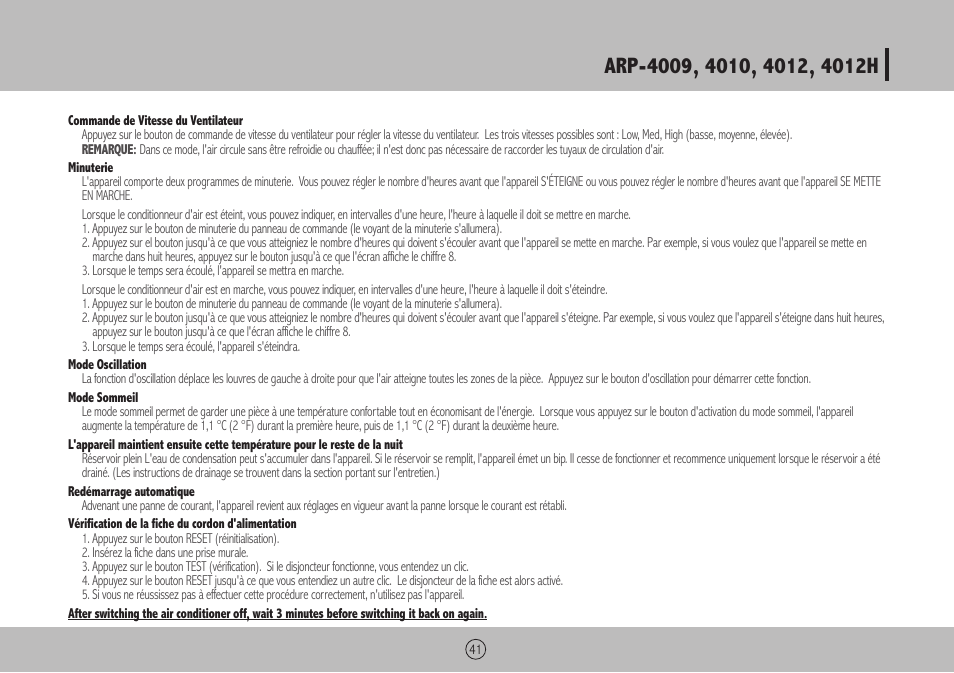 Royal Sovereign ARP-4009 User Manual | Page 41 / 48