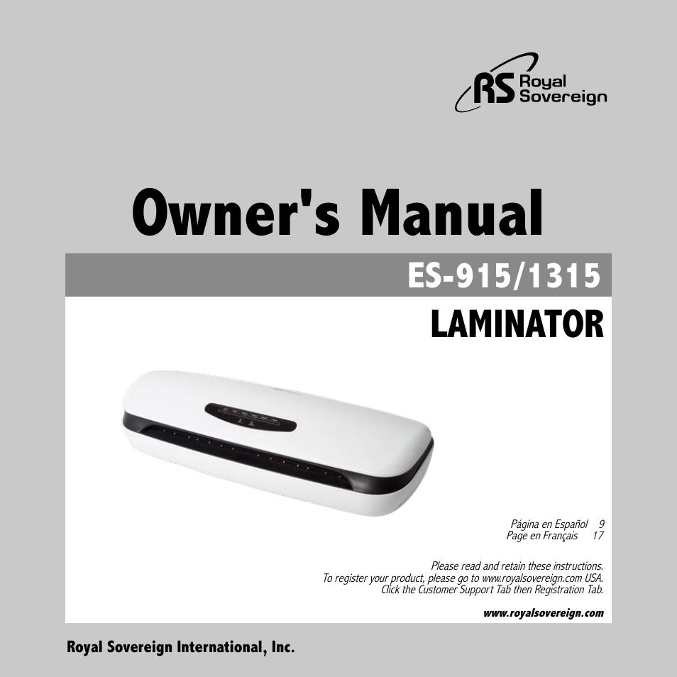 Royal Sovereign ES-1315 User Manual | 24 pages