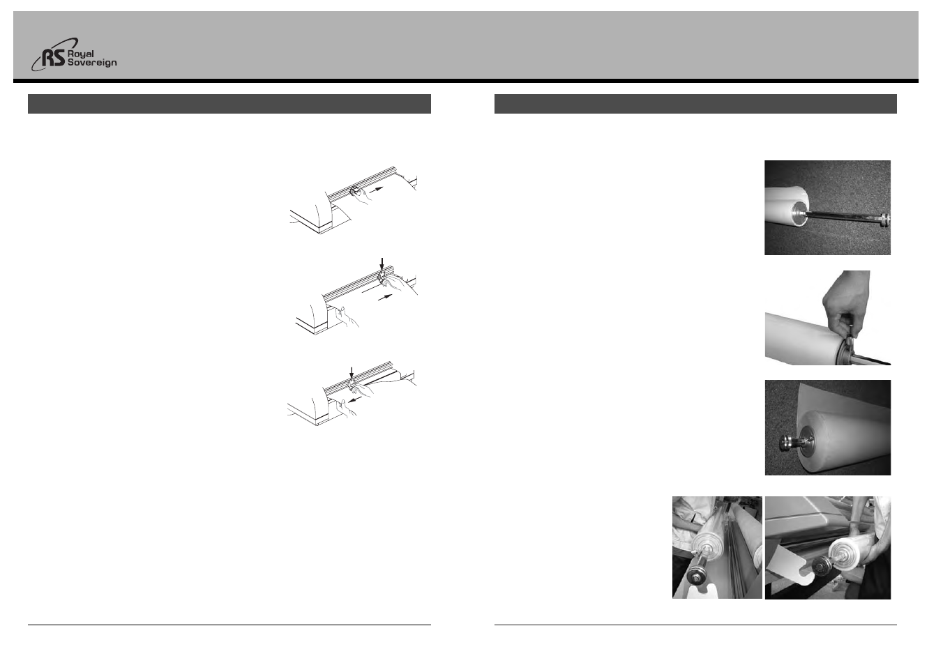 Rsc series, Using cross cutter, Loading film | Royal Sovereign RSC-1650 User Manual | Page 6 / 10