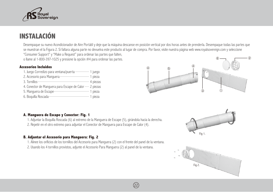 Instalación | Royal Sovereign ARP-1010 User Manual | Page 22 / 32