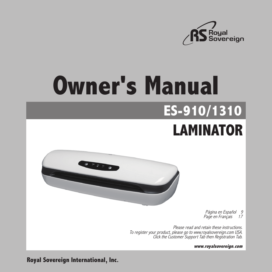 Royal Sovereign ES-910 User Manual | 24 pages