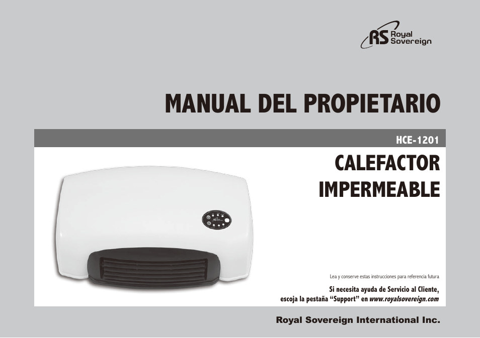 Manual del propietario, Calefactor impermeable | Royal Sovereign HCE-1201 User Manual | Page 13 / 24