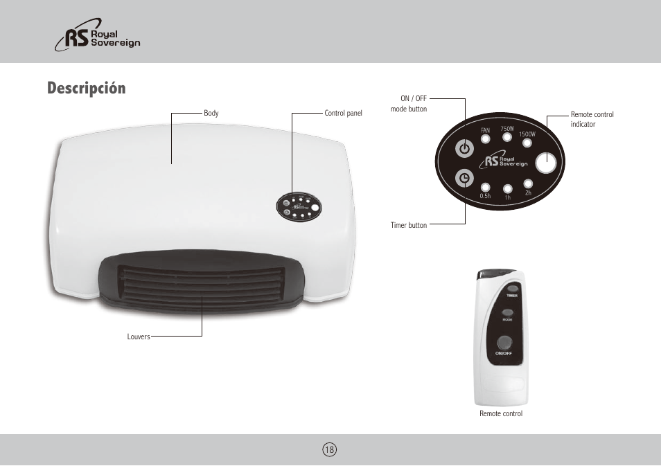 Descripción | Royal Sovereign HCE-1201 User Manual | Page 18 / 24