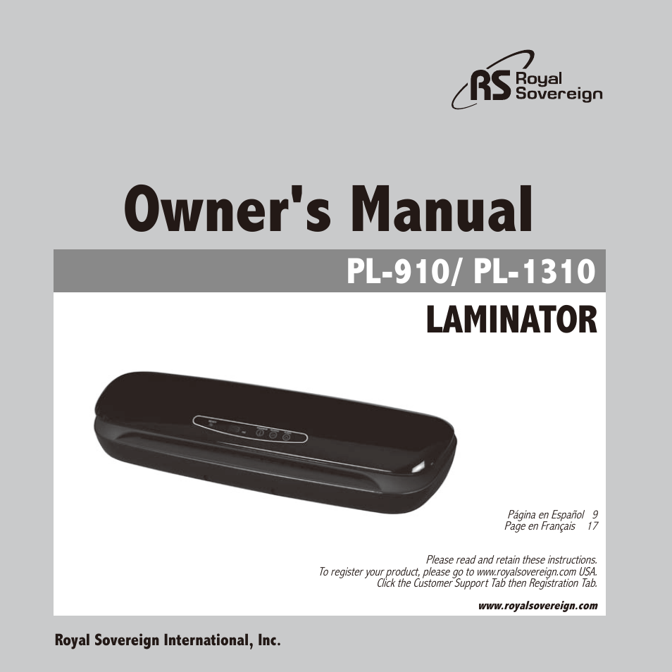 Royal Sovereign PL-1310 User Manual | 24 pages