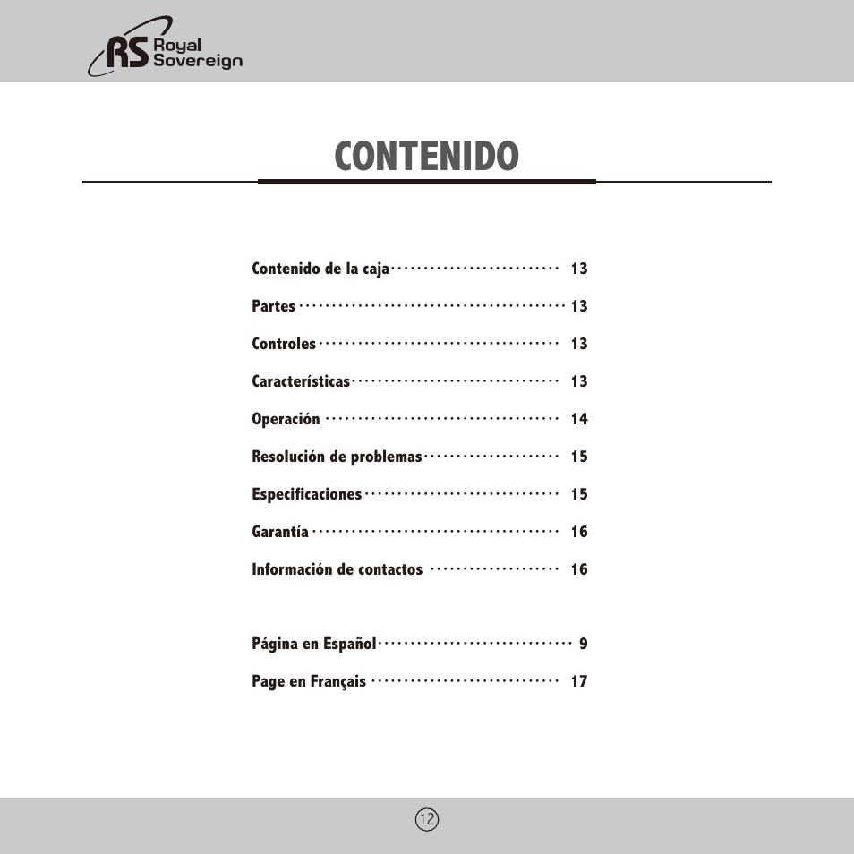 Royal Sovereign PL-1310 User Manual | Page 12 / 24