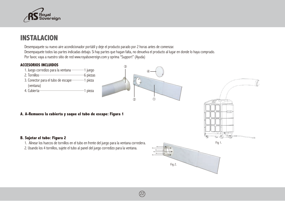 Instalacion | Royal Sovereign ARP-9009TL User Manual | Page 22 / 48