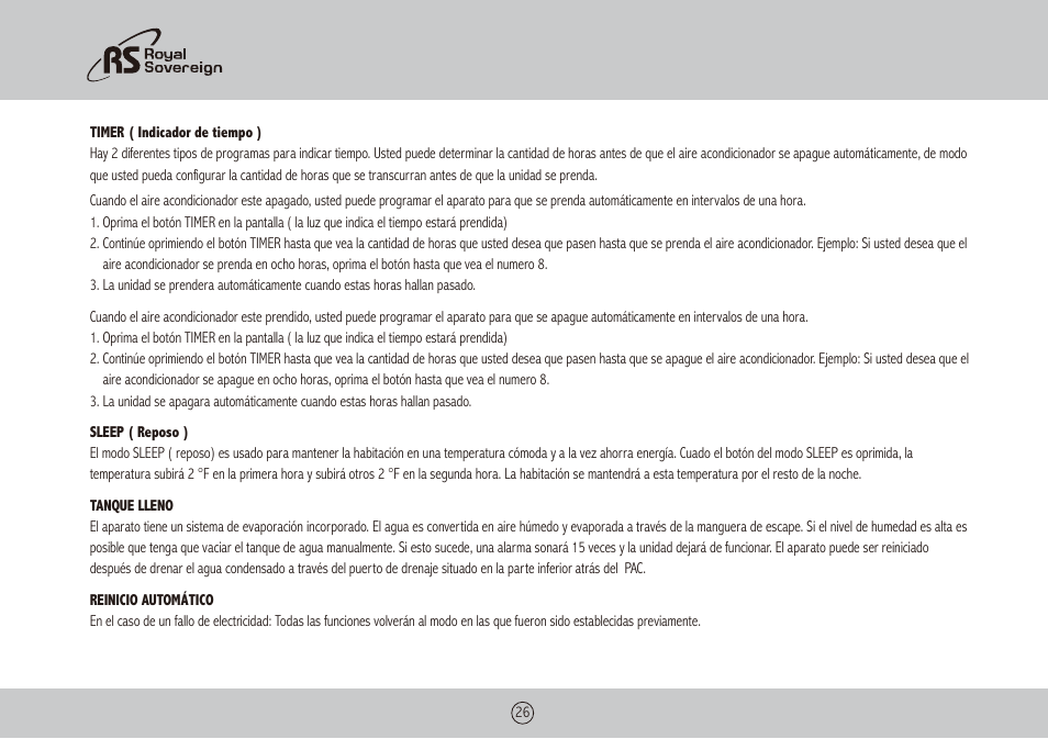 Royal Sovereign ARP-9009TL User Manual | Page 26 / 48
