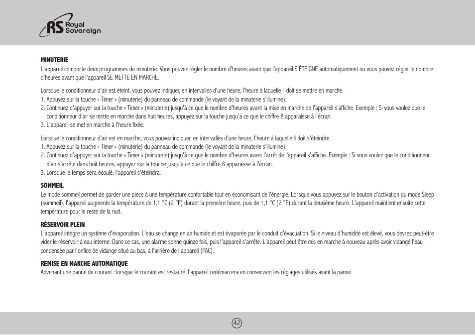 Royal Sovereign ARP-9009TL User Manual | Page 42 / 48