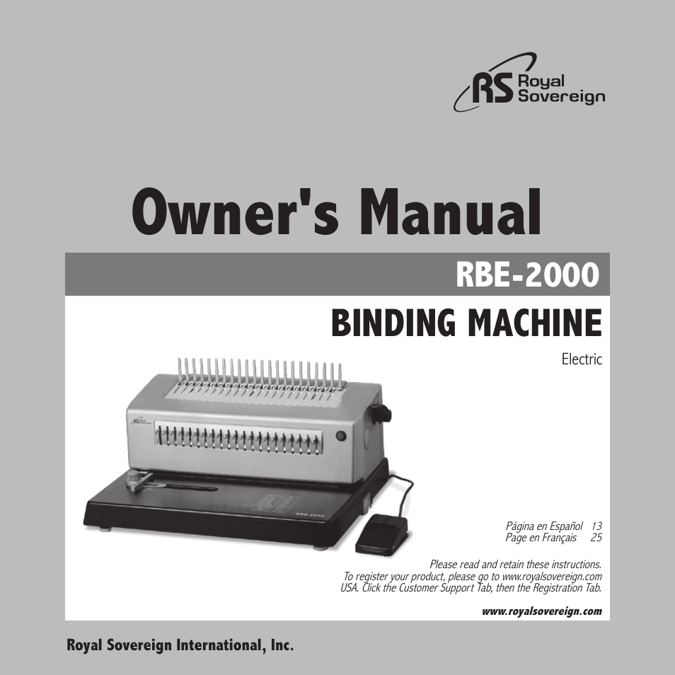 Royal Sovereign RBE-2000 User Manual | 36 pages