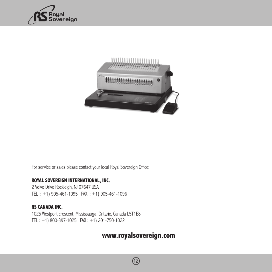 Royal Sovereign RBE-2000 User Manual | Page 12 / 36