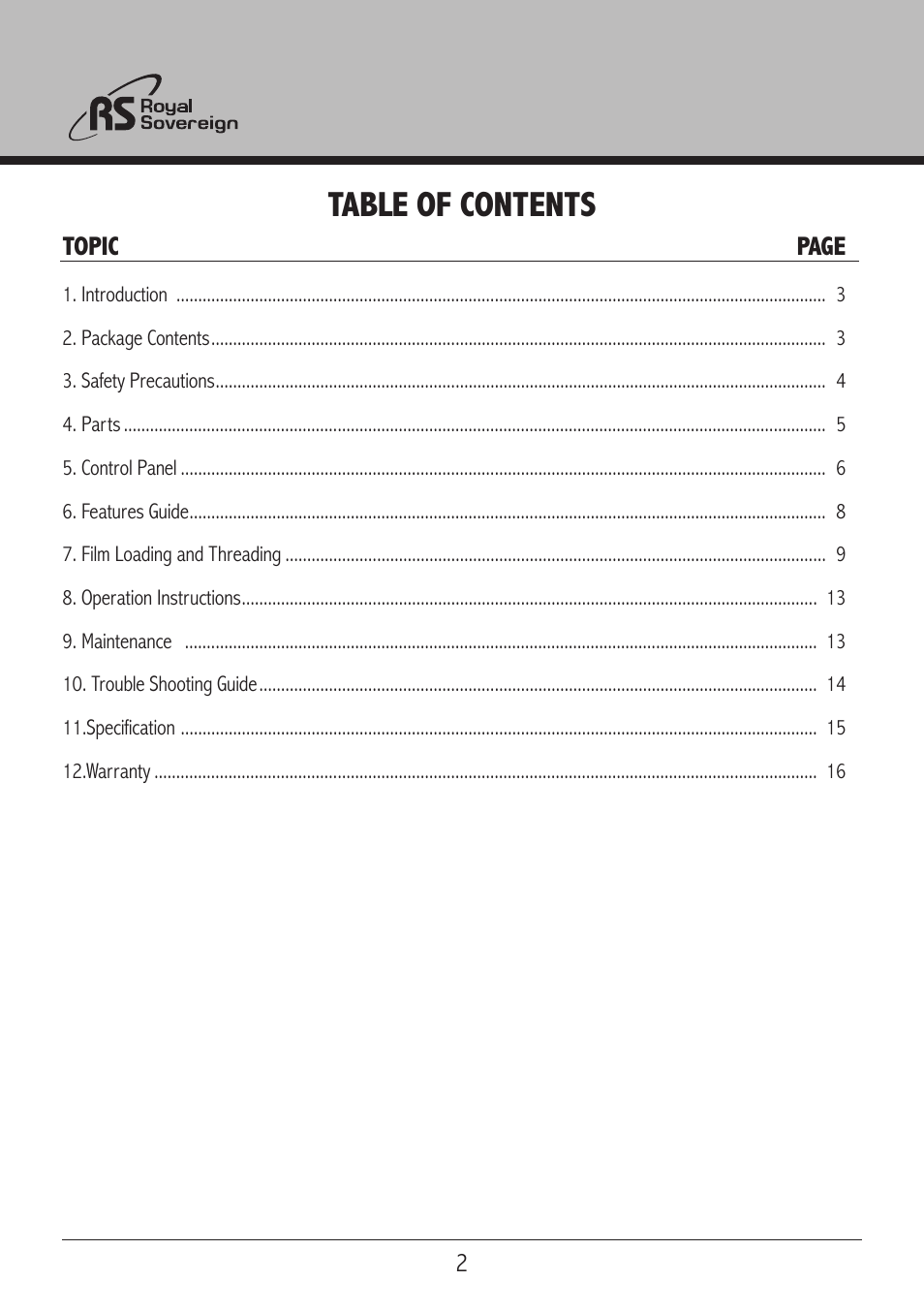 Royal Sovereign RSL 2701S User Manual | Page 2 / 16