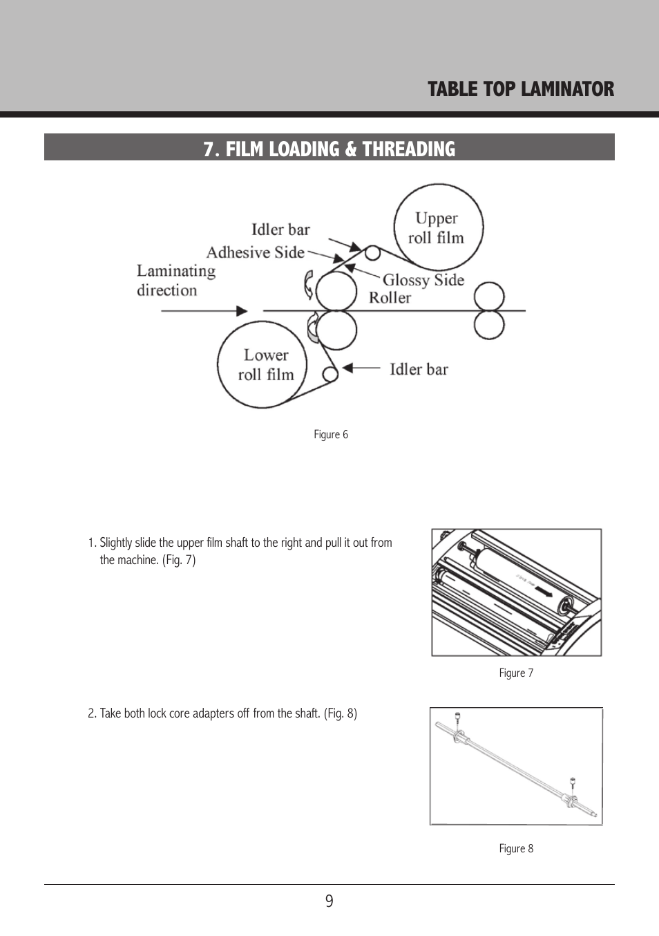 Table top laminator, Film loading & threading | Royal Sovereign RSL 2701S User Manual | Page 9 / 16
